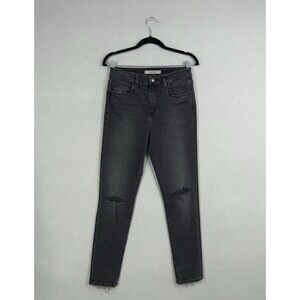 Joe's Jeans Womens 28 Black Kylen High Rise Skinny Distressed Frayed Hem Stretch